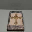 Vintage Style Wooden Decorative Book Box - Faux Leather, Christian Cross Pattern, Gift Idea