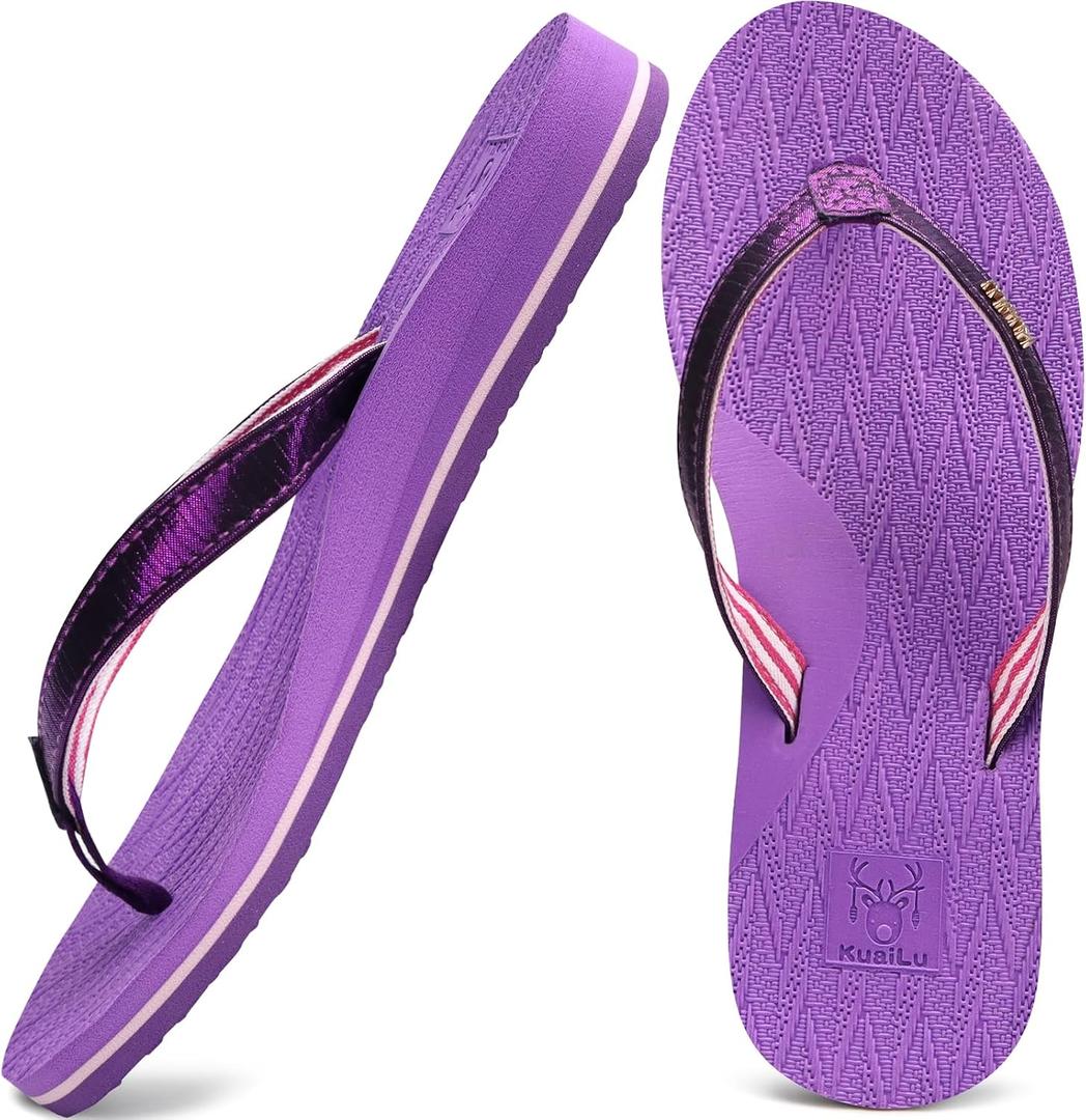 KuaiLu Womens Fashion Flip Flops Ladies Lightweight Summer Beach Yoga Mat Thong Sandals with Comfortable Arch Support (S)