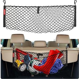 Auovo Trunk Mesh Cargo Net for Cars, Trucks, SUV, Vans - Envelope Style with Hooks, Car Trunk Organizer, Camping Essential