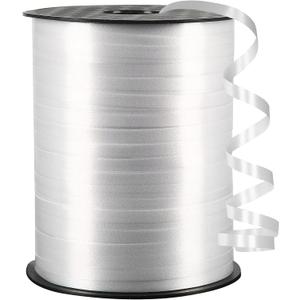 White Curling Ribbon, 500 Yard, 3/16" for Gift Wrapping, Balloon String, Baby Shower, Christmas