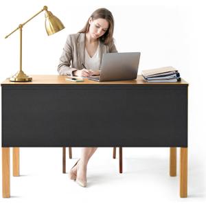 48" Under Desk Privacy Panel Self-Adhesive Modesty Panel 600D Heavy Duty Desk Skirt Privacy Divider for Office Home or Standing Workstation Concealer Shield