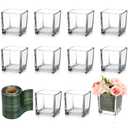 Kritkin 14 Pcs Glass Cube Vases 4 x 4 Inches for Centerpieces
