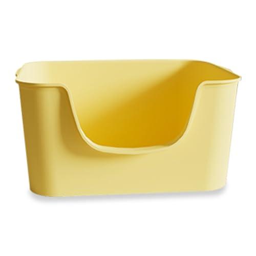 LoopTime Small Cat Litter Box with High Sides,Cat Boxes for Indoor Cats,Cat Litter Pan for Kitty,Litter Box with Low Entry,Easy to Clean,Anti-Splashing (Yellow)