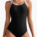 beautyin Women's One Piece Swimsuits Athletic Double Straps Slimming Bathing Suit Sports Swimwear Medium