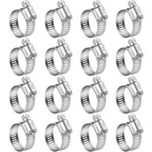 WINL Stainless Steel Hose Clamps - 16 Pack Worm Gear Drive Hose Clamps SAE 16 Clamping Range 3/4 Inch to 1-1/2 Inch (19mm-38mm) for Automotive Plumbing, 3/4'', 1'', 1 1/4'' Clamps