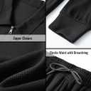 Men's Waffle Tracksuit 2 Pieces Set Casual Long Sleeve Zip Up Sweatsuits Solid Athletic Jogging Suit Sets (Black, S)