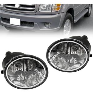 Fog Lights Compatible with 2000-2006 Tundra/2001-2007 Sequoia Clear Lens Pair Driver Side & Passenger Side (Halogen)