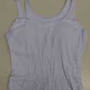 Danysu Women's Tank Tops with Bulit in Bras Scoop Neck Ribbed Fitted Knit Crop Halter Tops Spaghetti Strap Camisole, size L