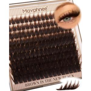 Brown Lash Clutsers Wispy Cluster Eyelash Extensions Fluffy Individual Lashes Natural Cluster Lashes Dark Brown Lash Extensions Fairy Lash Spikes Extension Soft Vibe Look (144Pcs CC Curve 10-16MM)
