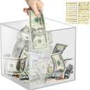 Piggy Bank for Adults Must Break to Open, Vcertcpl Acrylic Clear Piggy Bank Money Saving Box for Cash Saving, Unopenable Adults Large Bank for Real Money Bank Coin Bank Change Jar (Clear, 12x12CM)