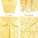 Dressystar Women Floral Lace Bridesmaid Party Dress Short Prom Dress V Neck (Yellow, Medium)