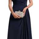 Chiffon Mother of The Bride Dresses for Wedding Long Ruched Cap Sleeve V Neck Formal Mother of The Groom Dress (Size 16)