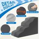Dog Stairs 3-Step for Small Dogs and Cats to Get on Bed and Furniture/Windows, Pets Can Climb, Sit, or Perch to Look Out Windows, Extra Wide Dog Steps, Non-Slip Waterproof Fabric Cover, Grey15.7" H