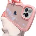 Compatible for iPhone 11 Case Clear Cute Curly Wave Frame Shape for iPhone 11 Phone Cases Shockproof Soft Protective Phone Cover for Women Girls Phone Cover Clear Design, Pink