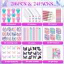 BenLouis 216Pcs Butterfly Party Favors Butterfly Fairy School Stationery Set Bulk for Kids Spring Flower Tea Birthday Birthday Goodie Bag Stuffers Classroom Gifts Rewards Pinata Filler