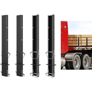 30 in 4 Pcs Adjustable C Channel Pipe Stake, Trailer Stake Sides Rails with Anti-Loss Cord for Flatbed Trailer Hauler