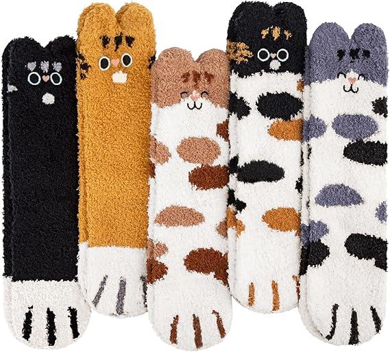Loritta 5 Pairs Womens Fuzzy Socks Winter Warm Cozy Fluffy Super Soft Slipper Socks