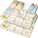 DIMJ Drawer Organizer Clothes 15 Pack - Foldable Baby Organizers and Storage & Closet Organizers for Bedroom, Closet - Nursery Organization Dresser Dividers for underwear, Sock,Bra, Belt, Tie, Beige