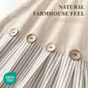 Farmhouse Shower Curtain Linen Beige Button Woven Fabric Country Rustic Western, Pleated Beige Stripe 72" W x 75" L
