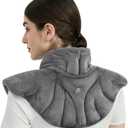 Microwavable Heating Pad for Neck and Shoulders, Weighted Microwave Moist Neck Wrap for Pain Relief Sore Muscle Stress Tension, Heated Wrap with Aromatherapy, Hot & Cold Compress, Grey