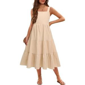 Arshiner Toddler Girl's Summer Sundress Boho Strap Casual Sleeveless Tiered Swing Cami Dresses with Pockets for 3-10 Years, Small