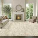 9x12 Ft Extra Large Area Rugs for Living Room, Soft Non-Slip Machine Washable Rug, Vintage Stain Resistant Carpets for Bedroom Nursery Dining Room Home Decor (Beige)