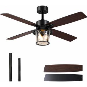 TALOYA 52" Farmhouse Ceiling Fan with Light and Remote Rustic Style