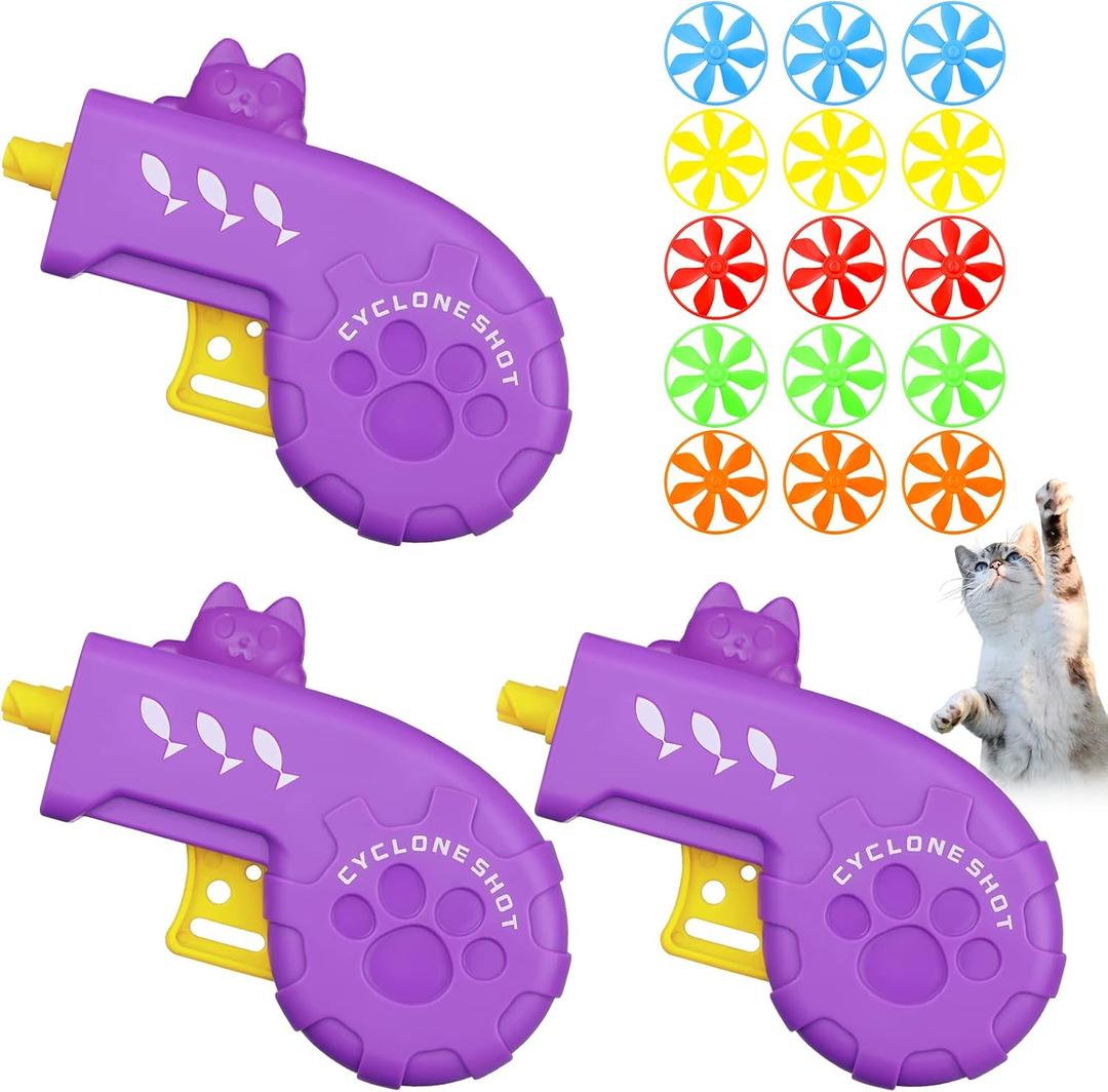 Sumind 18 Pieces Interactive Cat Fetch Tracking Toys With 5 Colors Flying Propellers for Indoor Pet Kitty Training Chasing (Purple) Sumind 18 Pieces Interactive Cat Fetch Tracking Toys With 5 Colors Flying Propellers for Indoor Pet Kitty Training Chasing (Purple)