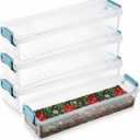 Tioncy 4 Blue Fabric Strip Case Jelly Cotton Fabric Patchwork Roll Storage Case Bulletin Board Border Bolt Storage Sewing Cloth Box for 2.5 in Cloth Strips Art Craft Organizer (13 x 4 x 3 in)