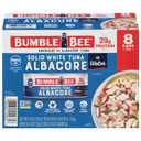 Bumble Bee Solid White Albacore Tuna in Water, 5 oz Can (Pack of 8) - Wild Caught Tuna - 29g Protein per Serving, High in Omega-3s - Non-GMO Project Verified, Gluten Free, Kosher (EXP 03/23/29)