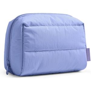 BAGSMART Puffy Makeup Bag, Wide Opening Cosmetic Bag Compact & Spacious, Water-Resistant Travel Organizer Pouches for Women (Lavender)