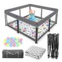 Foldable Baby Playpen with Mat - Portable,Spacious & Sturdy Playpen for Babies and Toddlers,Quick 1-Minute Setup,Travel-Friendly, Collapsible Play Pen for Indoor and Outdoor Use (Grey, 50x50 inches)