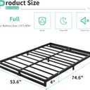 Lutown-Teen 4 Inch Full Size Bed Frame No Box Spring Needed, Heavy Duty Metal Platform Beds with Sturdy Steal Slats for Mattress Foundation, Easy Assembly, Noise Free, Black
