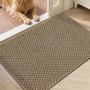 Dirt Trapper Door Mat 24" x 36", Non Slip Washable Doormat, Beige | Stain Resistant and Absorbent Welcome Mat, Dog Door Mats,Low Profile Entrance Floor Mats for Front Back Door