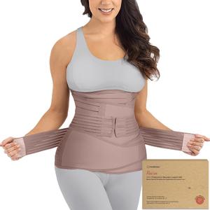 3 in 1 Postpartum Support Recovery Wrap - Belly Band, After Birth Brace, Slimming Girdles, Body Shaper Waist Shapewear, Post Surgery Pregnancy Support Band (Dusty Plum, M/ L)
