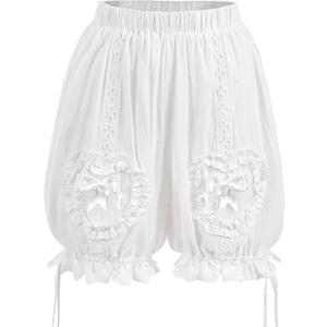 FCCAM Bloomer Shorts for Women Under Dress Ruffle Pumpkin Pants Boy Short Panties Pantaloons (XX-Large, White Sweetheart)