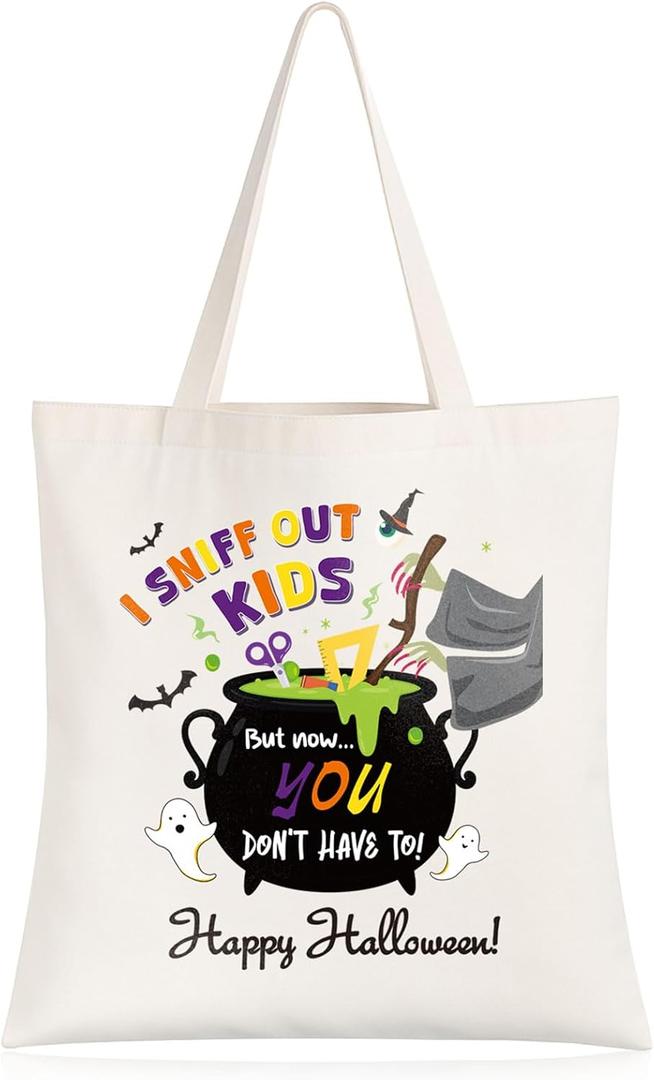 2 x SilTriangle Teacher Gifts Tote Bag I Sniff Out Kid Witch Tote Bag Gifts for Teacher
