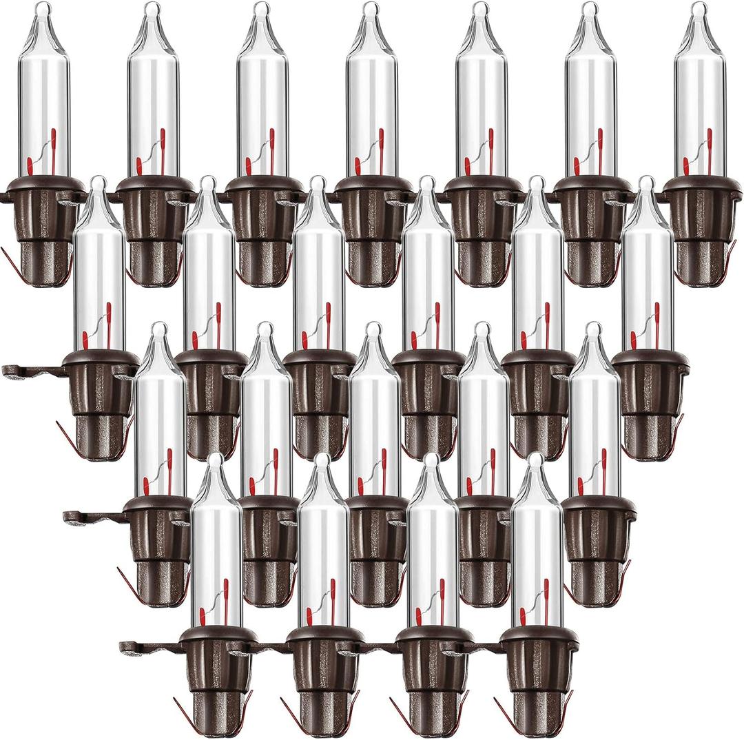 Mudder 60 Count Christmas Tree Replacement Light Bulbs 2.5v 0.425 Watt Replacement Bulb Mini Incandescent Wire String Lights Decoration for Prelit Xmas Tree(Brown Base with Warm White Bulb)