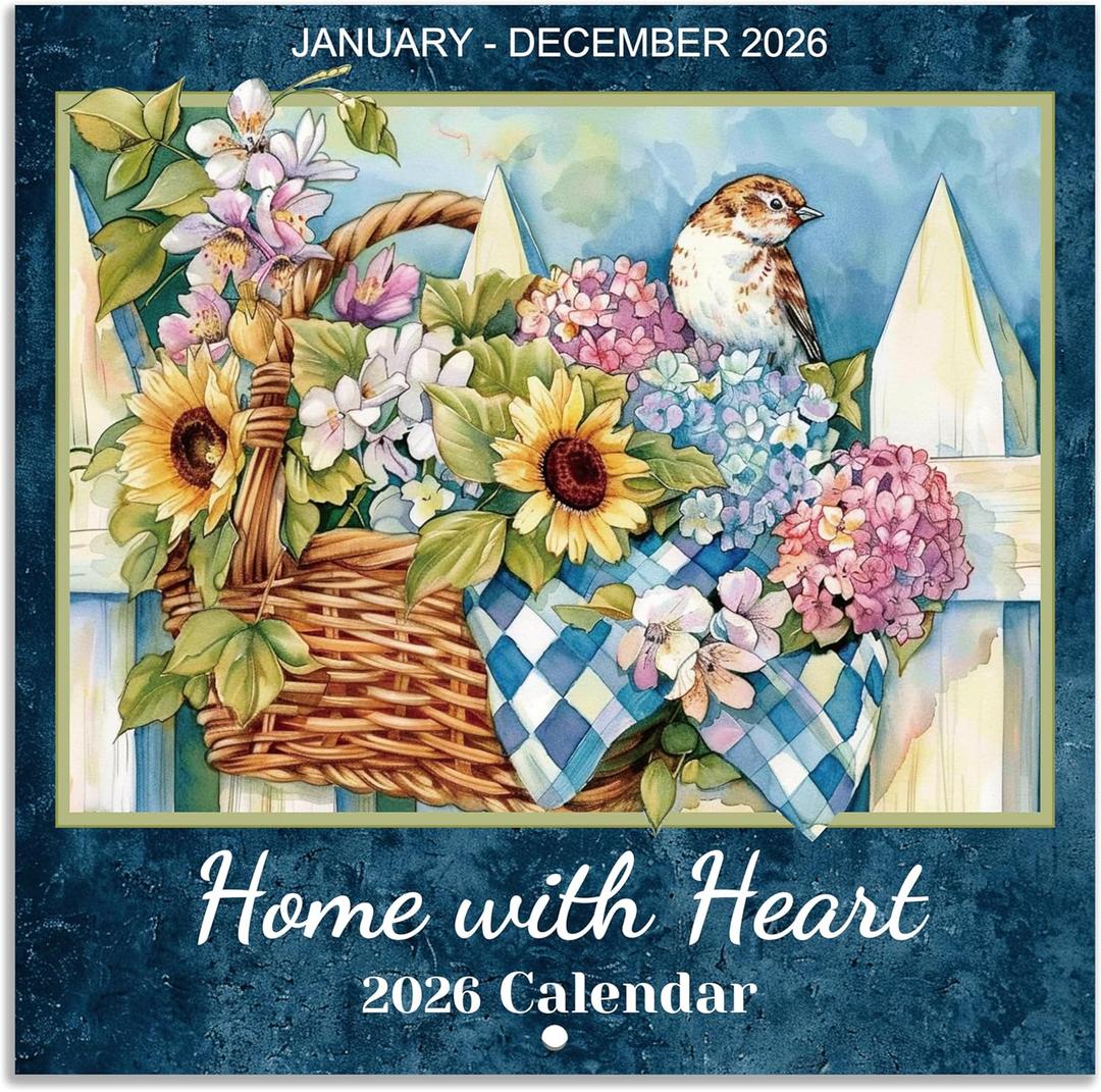 2026 Calendar - 2026 Wall Calendar, Jan. 2026 - Dec. 2026, 12" x 24" (Open), Home with Heart Calendars, 12-Month Calendars with Stapled Binding