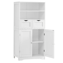 TEENFON Tall Bathroom Floor Storage Cabinet, Bathroom Linen Storage Cabinet with Adjustable Shelf & 2 Drawers, Freestanding Cabinets for Living Room, Dining Room, Entryway, White