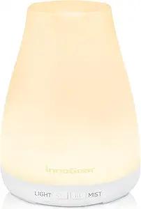 InnoGear Essential Oil Diffuser, Ultrasonic Diffusers for Home Aromatherapy Humidifier for Mother's Gift Bedroom Room 7 Colors LED 2 Mist Mode Auto Off, Basic White