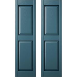 12 in. W x 42 in. H Builders Edge, TailorMade Two Equal Panels, Raised Panel Shutters, Includes Matching Installation Spikes (Per Pair), 945 - Platinum