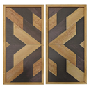 Aztec Wall Decor Set – Wooden Western Wall Art, Framed Boho Rustic Native American Wall Hangings, Vintage Navajo Tribal Decorations for Modern Bedroom or Country Living Room 20.86*9.84*0.59in