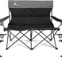 Camping Chair Set of 3, Outdoor Folding Camping Chairs for Heavy People with Cup Holder & Carry Bag,Collapsible Chair Include One Sofa Chair and Two Single Chair,Support up to 500lbs (Black)