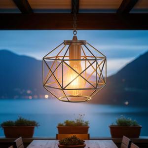 Hanging Solar Lantern,7.87Outdoor Solar Lanterns Waterproof Pendant Light Outdoor Chandelier for Gazebo Patio Porch Garden Barn Tree Pergola Decor