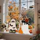 DAZONGE Halloween Decorations Indoor, 2 Pack Cute Wooden Halloween Ghost Witch Decor, Witchy Ghost with Broom & Boo Balloon Centerpieces for Party Mantel Shelf Tabletop (Orange&white)