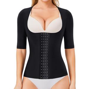 Gotoly Women Waist Trainer Corset Tummy Control Shapewear Upper Arm Shaper Post Surgical Slimmer Compression Tops (Black, L)