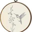 FSTCSV Vintage Hummingbird Flower Round Wall Art Framed, Hummingbird Gifts for Women Canvas Prints Wall Hanging Art, Rustic Bird Pictures Floral Circle Walls Decor for Living Room Bedroom, 10x10in