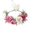 Vivivalue Fairy Floral Crown Even Headband Flower Headpiece Woodland Forest Elf Circlet for Women Girls Halloween Renaissance Wedding Bridal Cosplay Prom Photo Props Pink