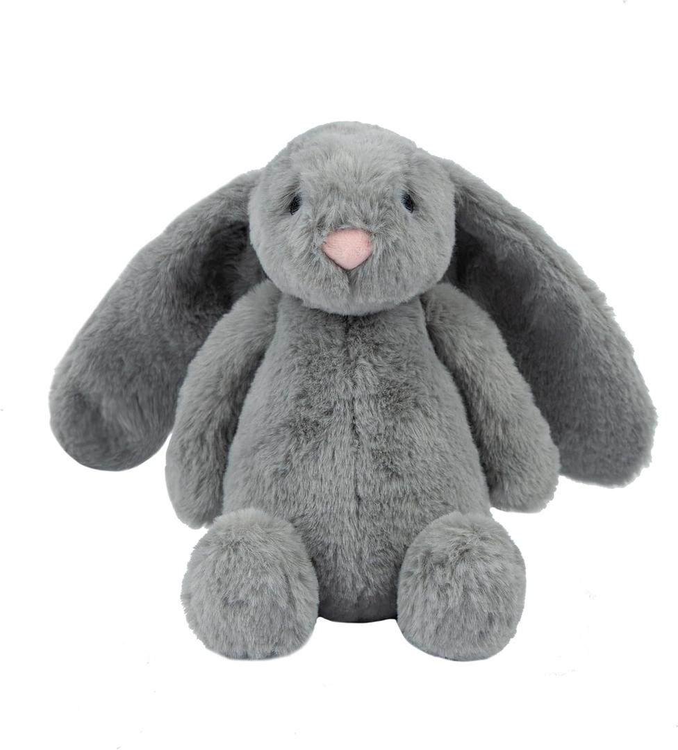 Best Pet Supplies Interactive Bunny Buddy Dog Toy with Crinkle and Squeaky Enrichment for Small and Medium Breed Puppies or Dogs, Cute and Plush - Bunny (Gray) (Large)
